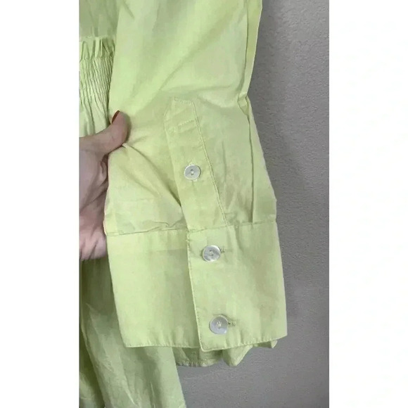 Free People Billie Mini Dress Long Sleeve Ruffle Womens Size L NWT Green - Picture 6 of 15